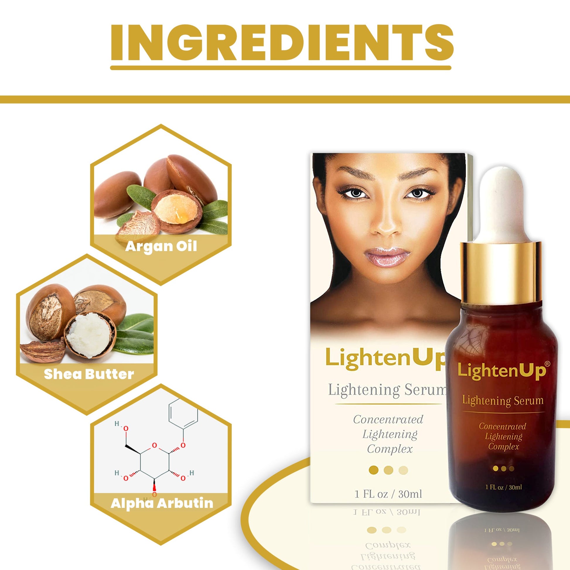 Omic LightenUp Anti-Aging Lightening Serum - 30ml / 1 Fl Oz LightenUp - Mitchell Brands - Skin Lightening, Skin Brightening, Fade Dark Spots, Shea Butter, Hair Growth Products