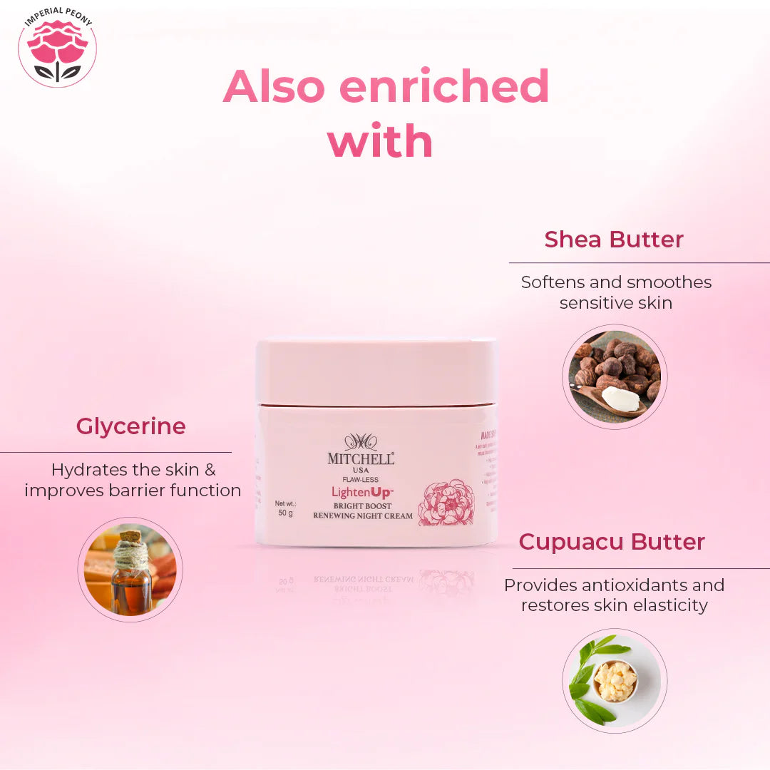 Lighten Up Flaw-Less Bright Boost Renewing Night Cream 50g Mitchell Brands - Mitchell Brands - Skin Lightening, Skin Brightening, Fade Dark Spots, Shea Butter, Hair Growth Products