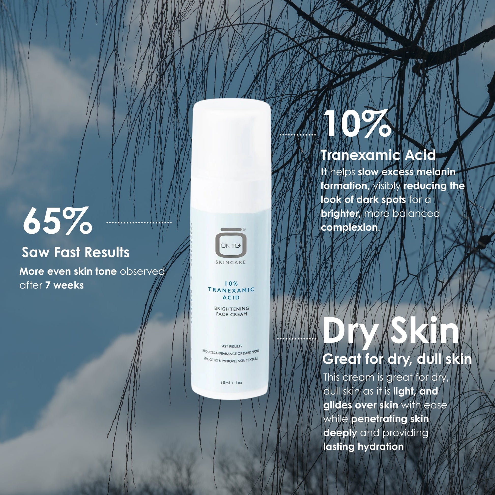 Omic+ 10% Tranexamic Acid Face Brightening Cream - Fast Results 30ml