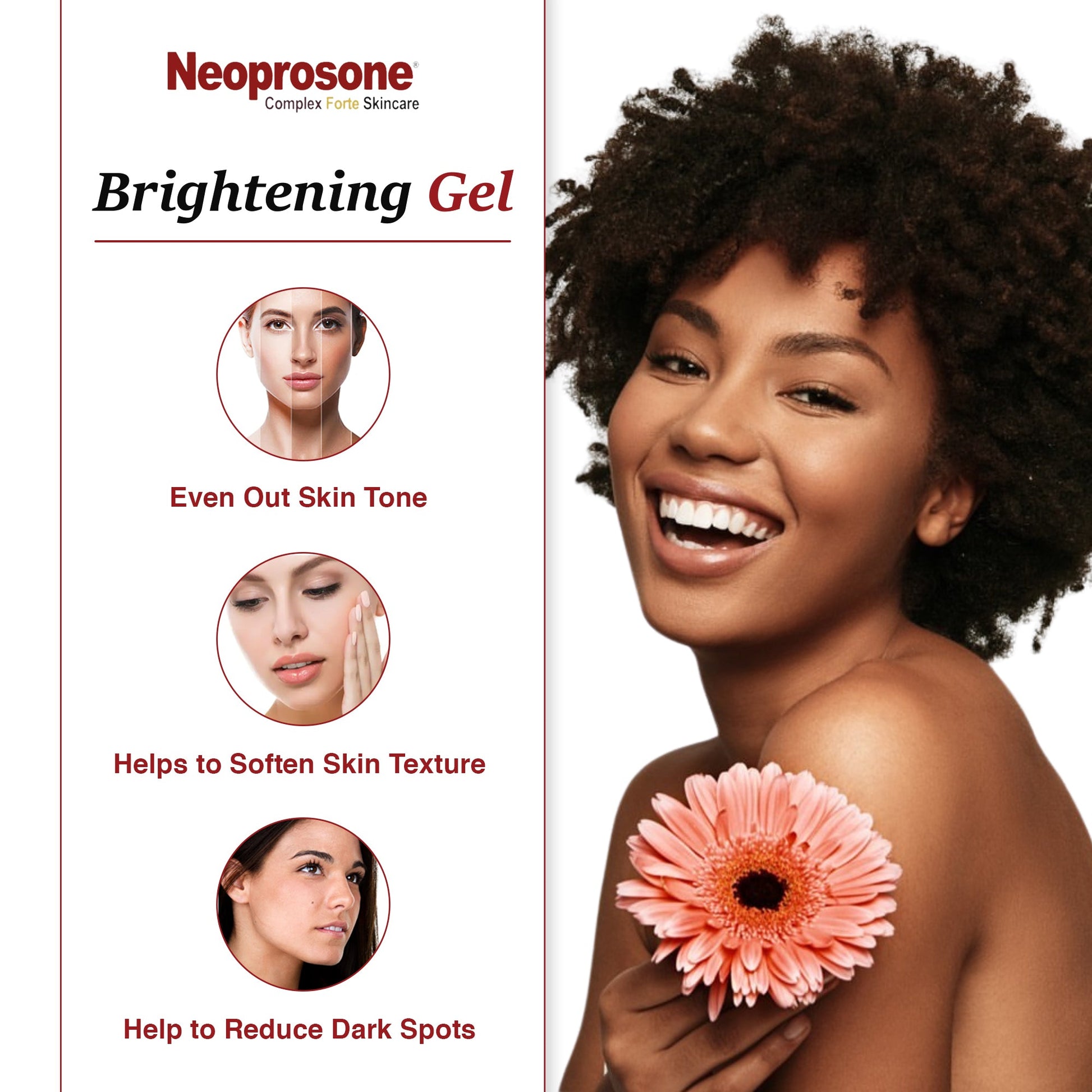 Neoprosone Brightening Gel - Moisturizer Cream Gel - 30g / 1 oz - Mitchell Brands
