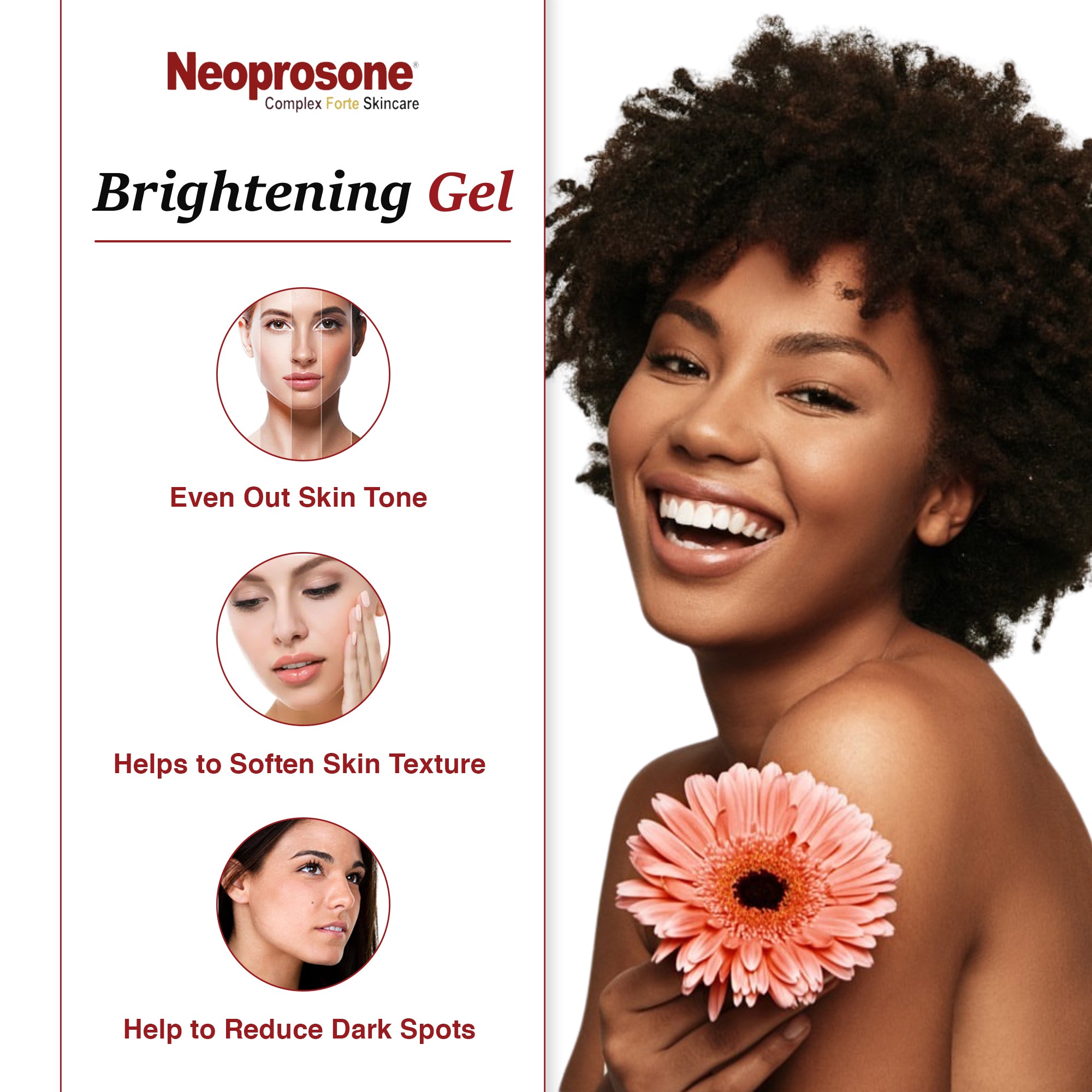 Neoprosone Brightening Gel - Moisturizer Cream Gel - 30g / 1 oz - Mitchell Brands