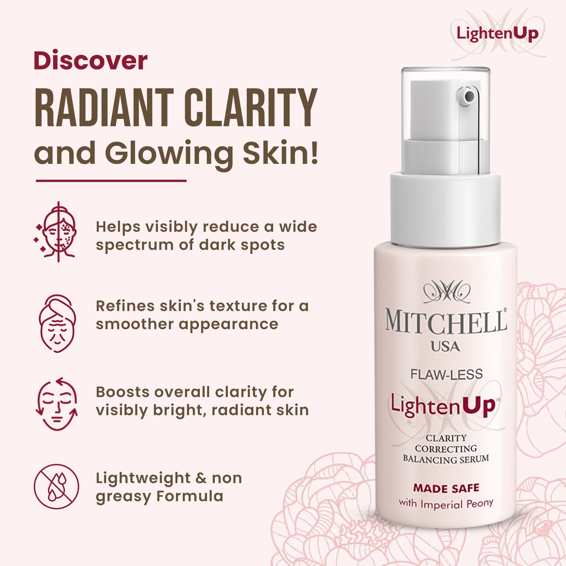 Lighten Up Flaw-Less Clarity Correction Balancing Serum 1.7 fl oz / 50ml - Mitchell Brands