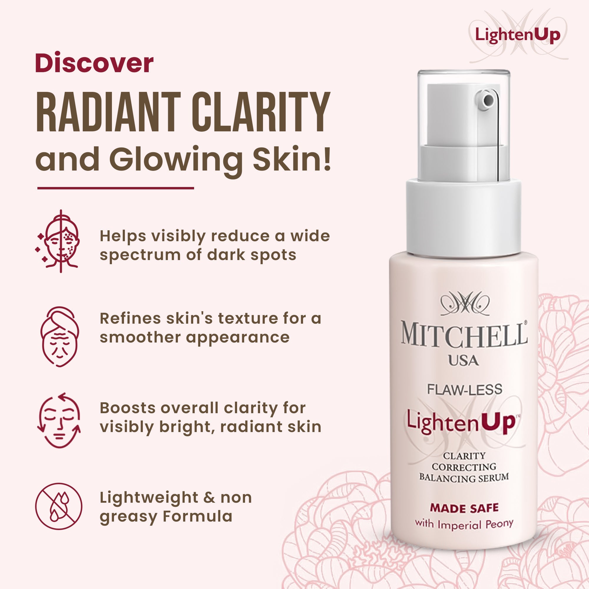 Lighten Up Flaw-Less Clarity Correction Balancing Serum 1.7 fl oz / 50ml - Mitchell Brands