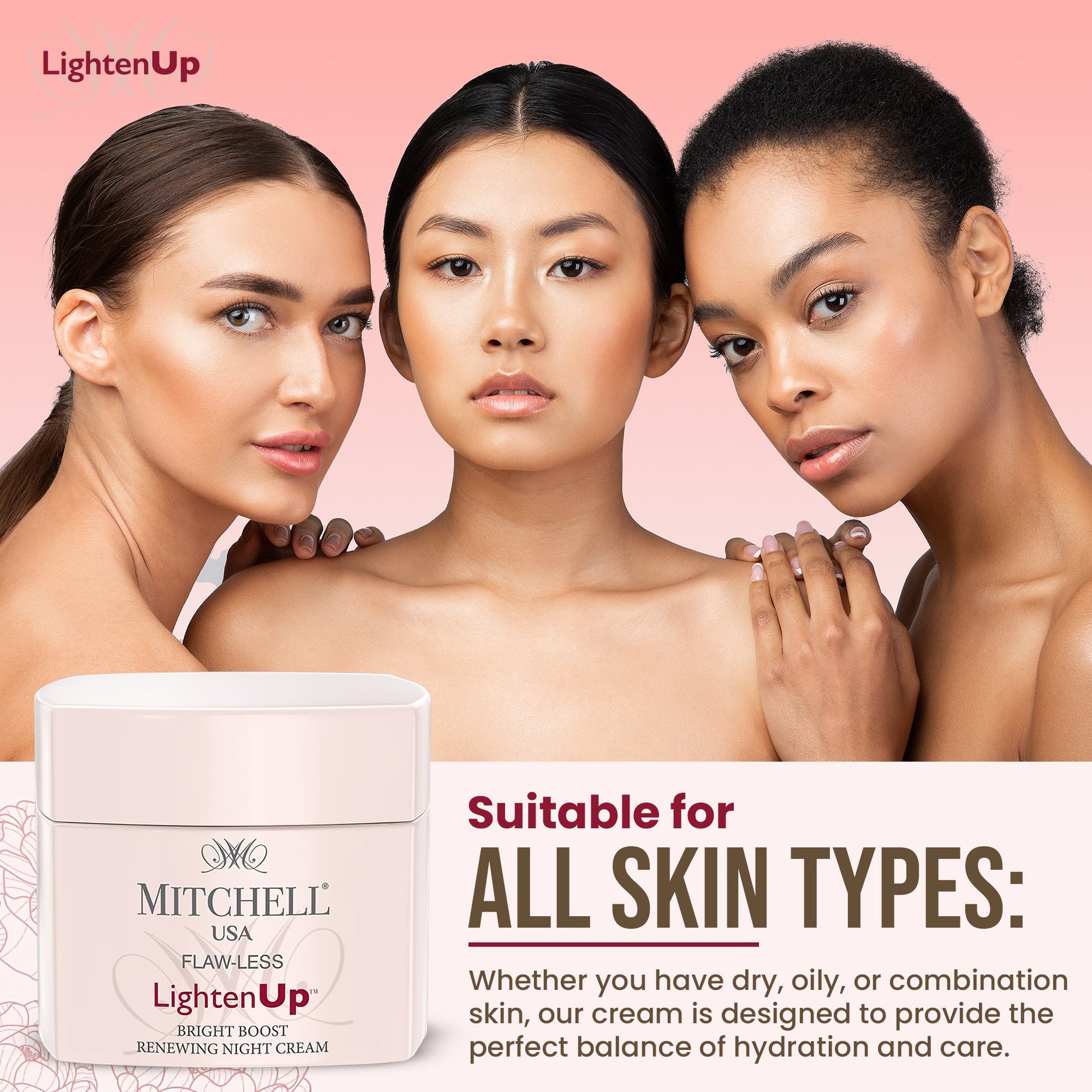Lighten Up Flaw-Less Bright Boost Renewing Night Cream 50g - Mitchell Brands