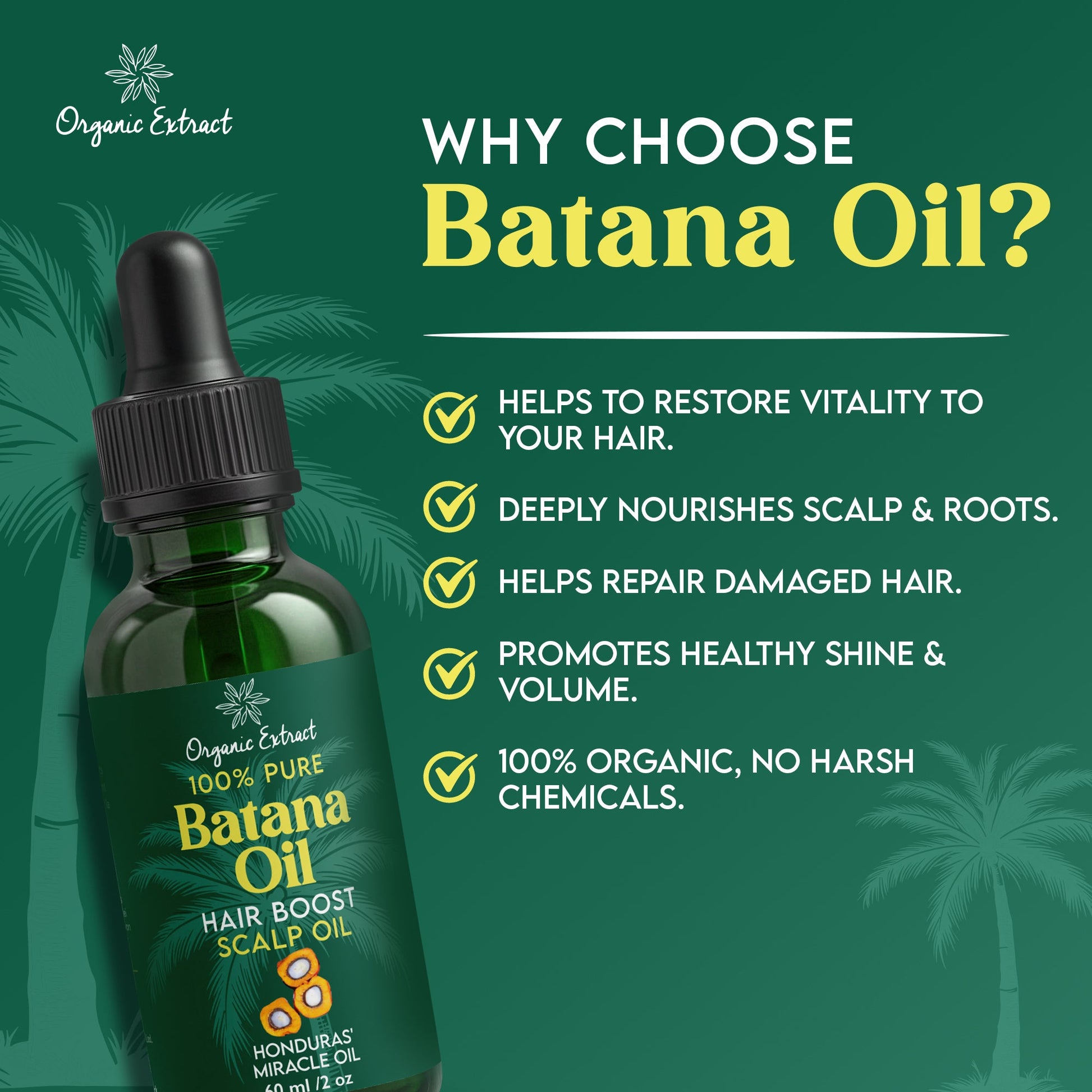 Organic Extract Batana Oil Stimulating Hair Growth Oil 2 oz/ 60ml - Mitchell Brands