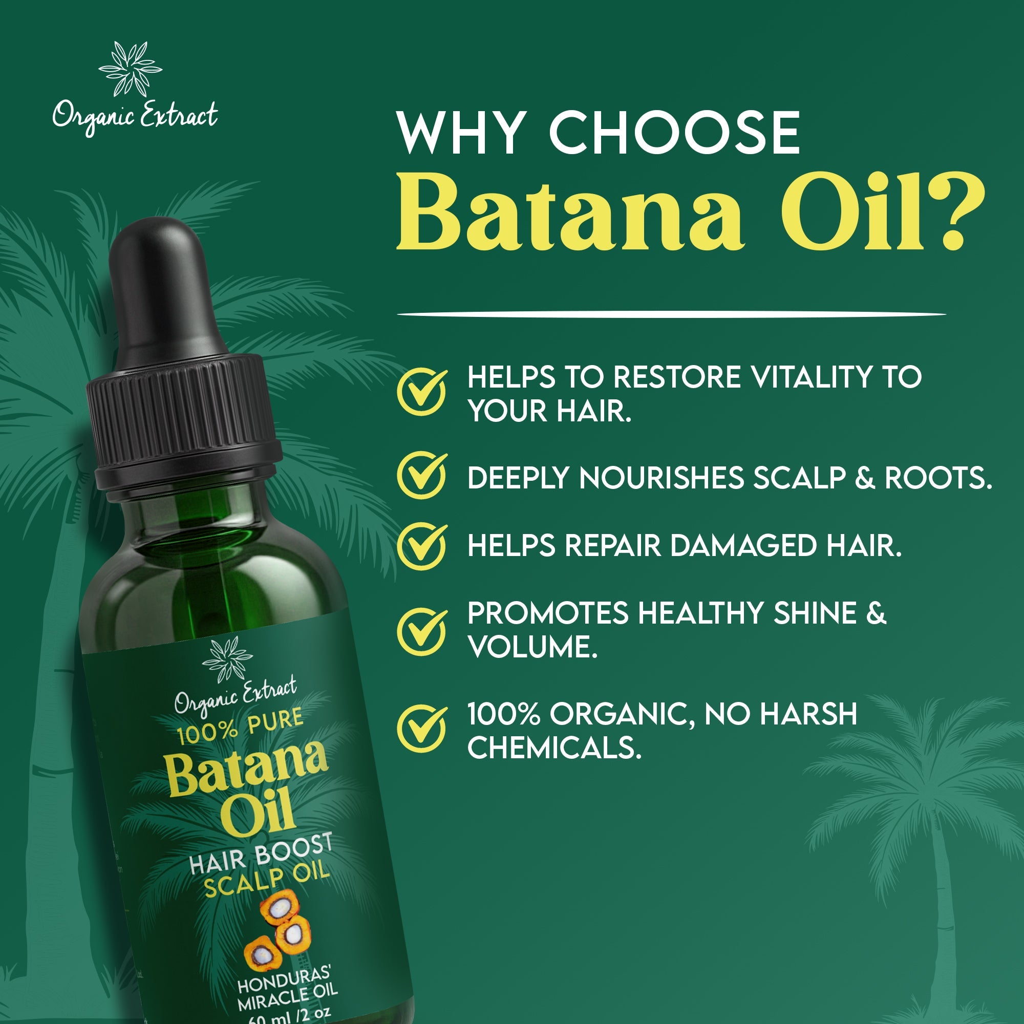 Organic Extract Batana Oil Stimulating Hair Growth Oil 2 oz/ 60ml - Mitchell Brands