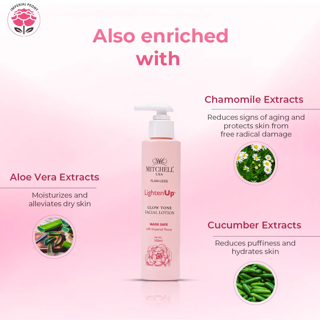 Lighten Up Flaw-Less Glow Tone Facial Lotion 100ml Mitchell Brands - Mitchell Brands - Skin Lightening, Skin Brightening, Fade Dark Spots, Shea Butter, Hair Growth Products