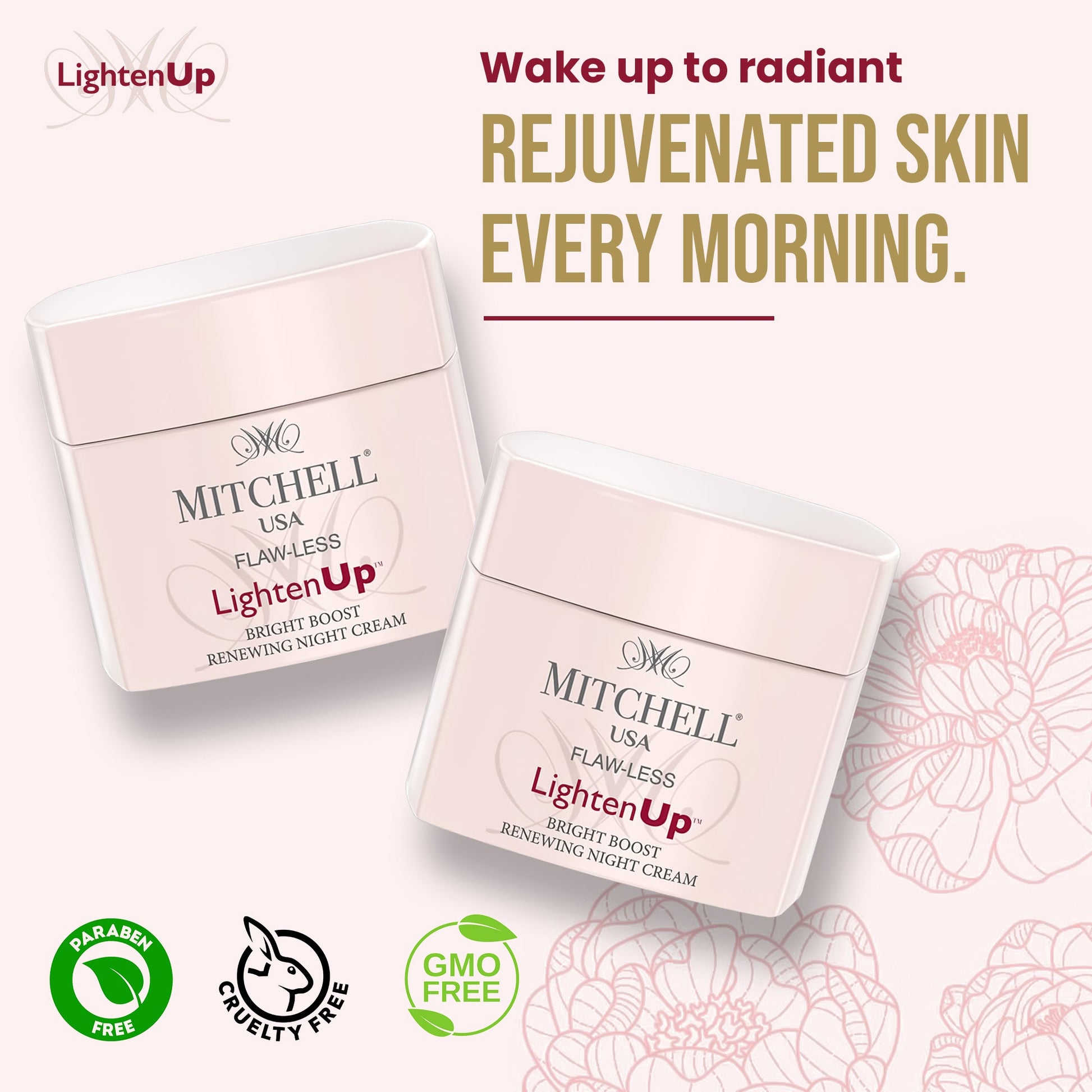 Lighten Up Flaw-Less Bright Boost Renewing Night Cream 50g - Mitchell Brands