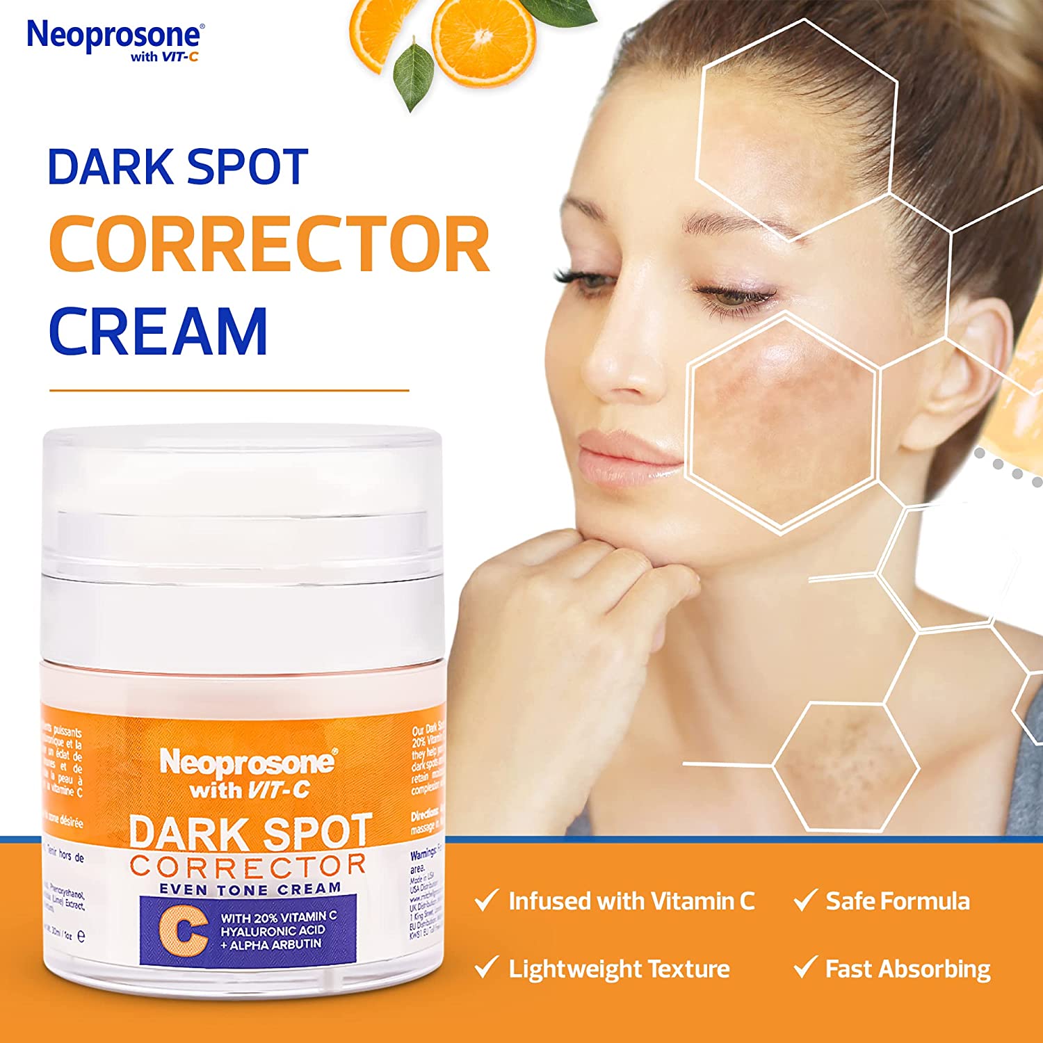 Neoprosone 20% Vitamin C Dark Spot Cream 30ml Mitchell Brands - Mitchell Brands - Skin Lightening, Skin Brightening, Fade Dark Spots, Shea Butter, Hair Growth Products