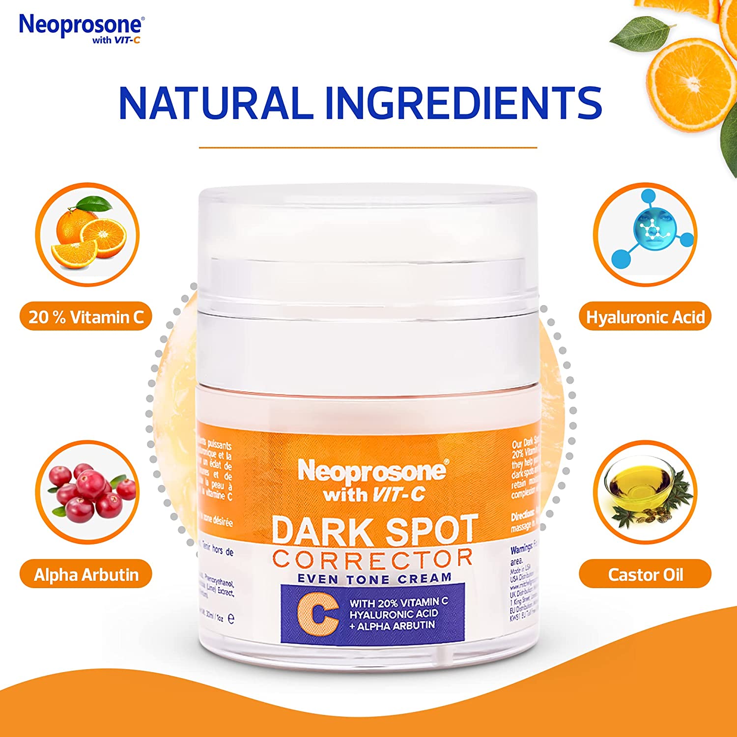 Neoprosone 20% Vitamin C Dark Spot Cream 30ml Mitchell Brands - Mitchell Brands - Skin Lightening, Skin Brightening, Fade Dark Spots, Shea Butter, Hair Growth Products